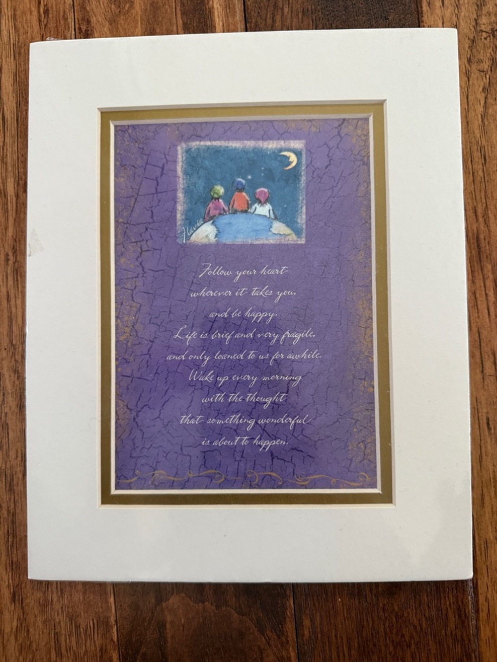 Purple Inspirational Art Print with Gold Accent- needs 8x10 frame